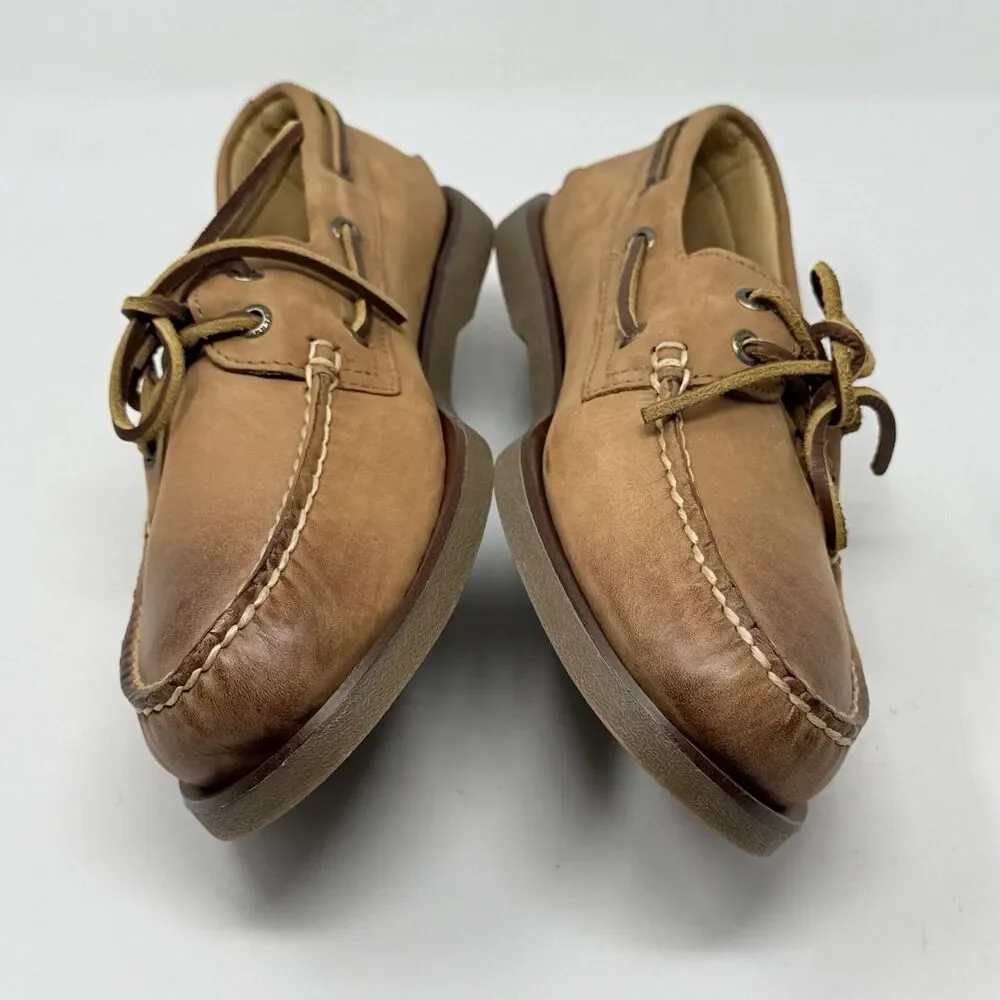 Sperry Gold Cup Authentic 2 Eye Boat Shoes Mens 10 W Wide Honey Brown Leather